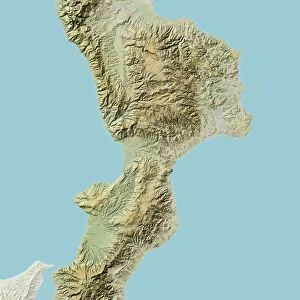 Region of Calabria, Italy, Relief Map