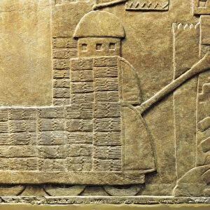 Relief with war machine, from ancient Nineveh, Iraq