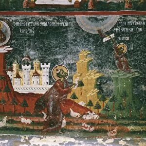 Romania - Moldavia - Suceava. Fresco in St. Georges church (UNESCO World Heritage List, 1993)