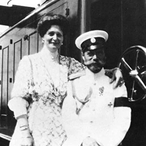 The royal couple of russia, tsar nicholas ll and tsarina alexandra fyodorovna aboard the royal yacht, 1910