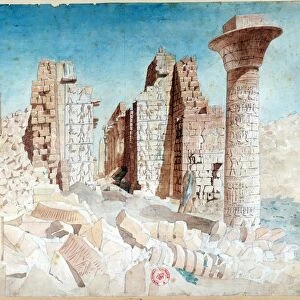 Ruins in the Karnak temple complex at Thebes (Luxor). Nestor l Hote (1804-1842)