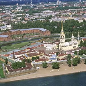 Russia, Saint Petersburg, Aerial view of Saints Peter and Paul Fortress
