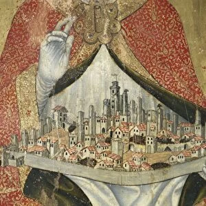 Saint Gimignano from Modena holding city of San Gimignano in his hands by Bartolo di Taddeo