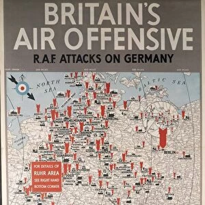 Second World War - Britains air offensive RAF attacks on Germany, propaganda poster depicting offensive plan of Royal Air Force