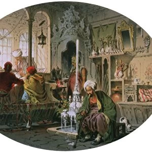 Souvenirs of the East: Turkish Coffee House, 1857. Amedeo Preziosi (1816-1882) Italian painter