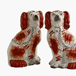 Staffordshire porcelain pair of Cavalier King Charles Spaniels, 19th century