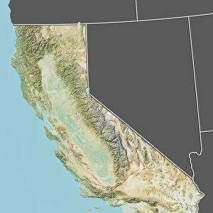 State of California, United States, Relief Map