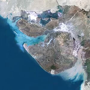 State of Gujarat, India, True Colour Satellite Image