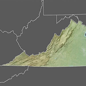 State of Virginia, United States, Relief Map
