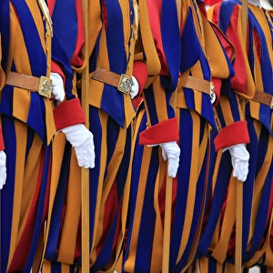Swiss guards parading