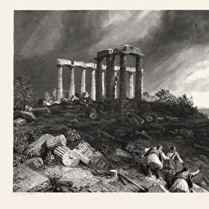 Temple of Minerva, Sunium, Greece, engraved, J. Saddler, Saddler, Simpson, William