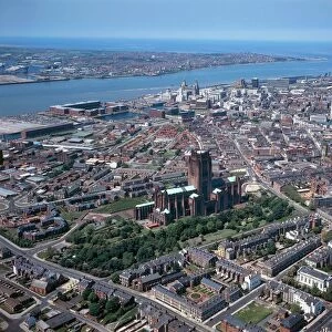 UK, England, Cheshire, Aerial view of Liverpool