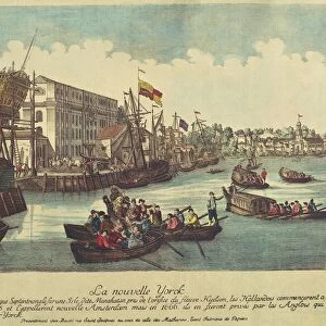 USA, New York City, 18th century New York port, color print
