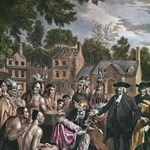 William Penn (1644-1718) English Quaker colonist, treating with native North Americans