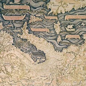 World map by Camaldolese monk Fra Mauro, 1449, detail: Italy