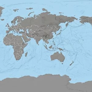 World map centred on Pacific ocean with country borders