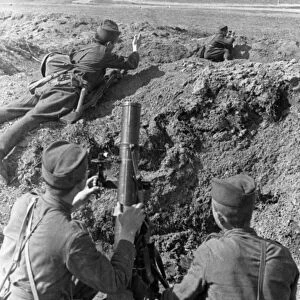 World war 2, yugoslavian military unit training in the soviet union, may 1944, a trench mortar crew