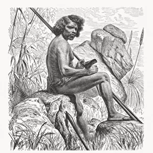 Aboriginal man from Northern Australia, wood engraving, published in 1897