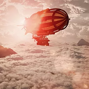 airship, aviation, blimp, calm, cloud, color image, computer graphic, concept, copy space