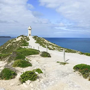 Cape Spencer Lighthouse at Cape Spencer. Dhilba Guuranda - Innes National Park. Southern tip of Yorke Peninsula. South Australia