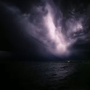 Lightning over the ocean