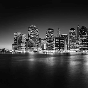 Manhattan skyline panorama in black and white