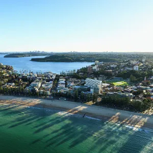 Manly beach and a distant Sydney skyline