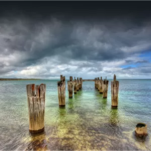 The old pier at Lillies beach on Flinders Island, Bass Strait, Tasmania, Australia