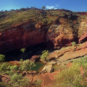 Panoramic landscape view of Hamersley Gorge Pilbara region Western Australia