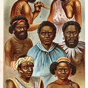 Portraits of Australians and Polynesians, 7 people, composite image
