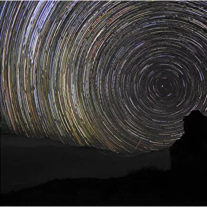 Star-trails around the polar star, Muktinath, Mustang region, Western Himalayas, Nepal