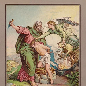 Abraham sacrifices Isaac, chromolithograph, published in 1900