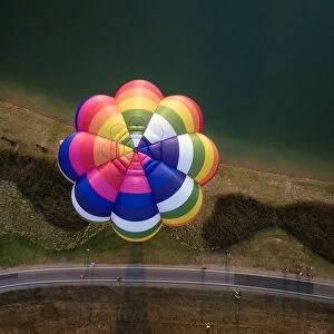 Aerial View of colorful hot air balloon