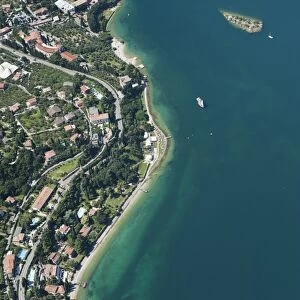 Aerial view, Malcesine, Lake Garda, Isola di Immaginazione, Veneto, Verona Province, Italy