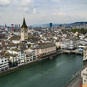 Aerial View Of Zurich And The Limmat River
