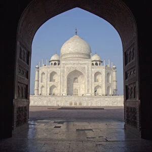 agra, ancient civilizations, arch, architecture, archway, background people, color image