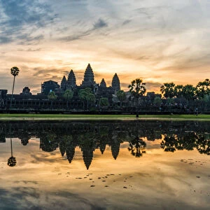 Angkor Wat cambodia with sunrise reflect in the morning