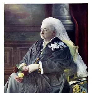 Antique color portrait of Queen Victoria
