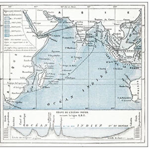 Antique French map of Indian Ocean