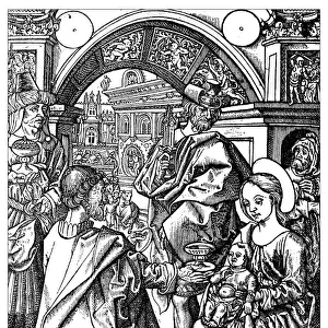 Antique illustration of The Adoration of the Magi
