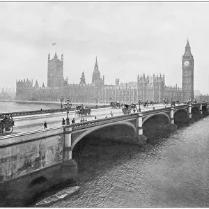 Antique photograph of the British Empire: Houses of Parliament, Westminster, London, England