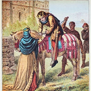 Assassination of King Edward the Martyr by Queen Dowager AElfthryth, 978AD, Corfe Castle