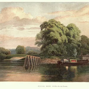 Barge at Penton Hook Lock, Thames, 19th Century