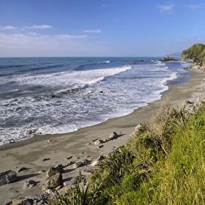 Beach beside the coast road, Hokitika, South Island, New Zealand, Oceania