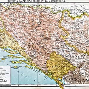 Bosnia and Montenegro map 1893