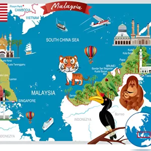 Cartoon map of Malaysia