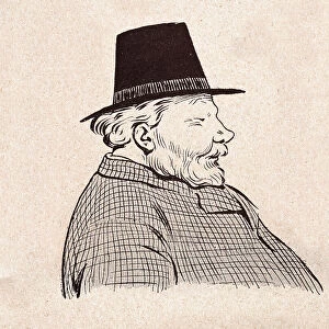 Character sketch of mature man wearing Capotain or pilgrim hat, French 1890s, 19th Century
