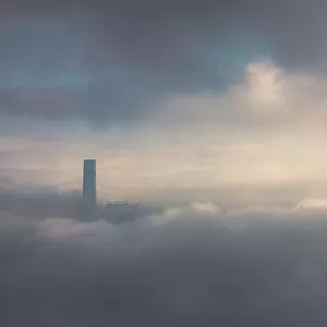 a coastal fog over Hong Kong victoria bay