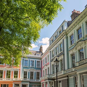 Colourful Georgian style terraced houses in Primrose Hill