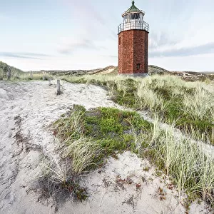 Cross light, lighthouse with sand dune, Kampen, Sylt, Germany